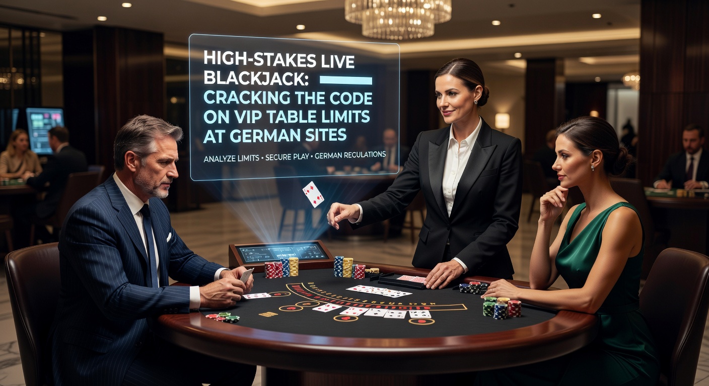 Nahaufnahme eines High-Roller-Spielers am VIP-Blackjack-Tisch mit hohen Chips-Stacks und Live-Stream-Interface